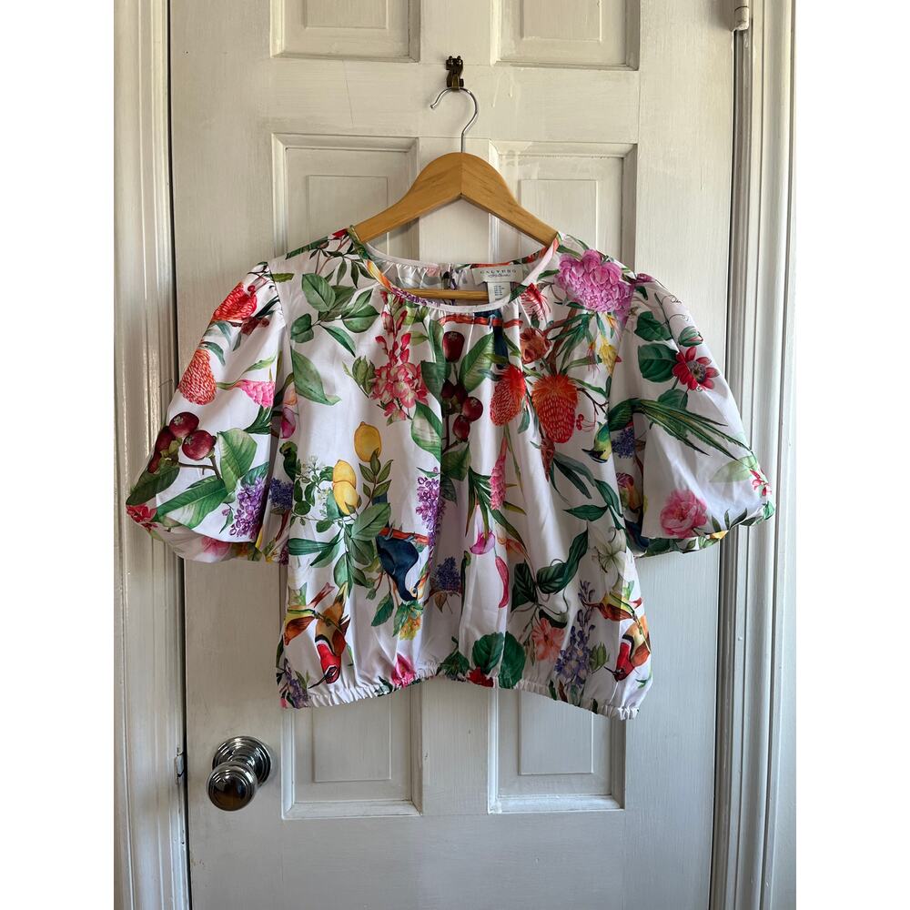 🌴 Calypso St. Barth Tropical Bird Bubble Hem Top Size Medium